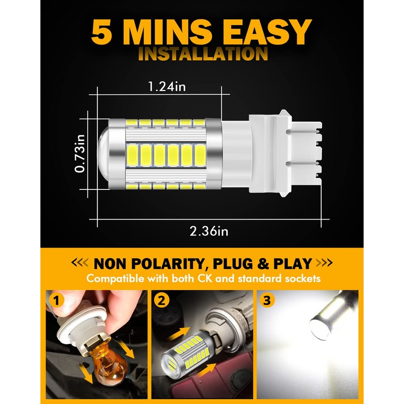 Auxbeam 3157 LED Bulbs White, Super Bright 3156 3057 4157