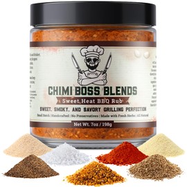Sweet Heat BBQ Rub by Chimi Boss Blends, 7oz – All-Natural BBQ Seasoning with a Bold Kick of Sweet and Spicy – Handcrafted, No Fillers, Perfect Barbecue Rub for Grilling Meats, Ribs, Chicken, Pork & Veggies