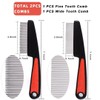 Msloosily 2 Pieces Dandruff Comb, Stainless Steel Fine Tooth Comb