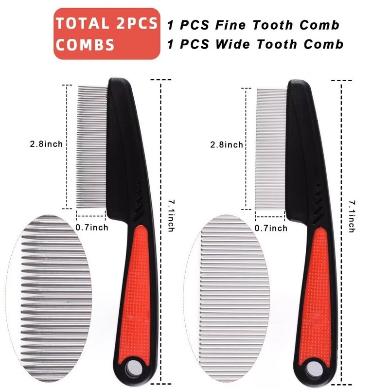 Msloosily 2 Pieces Dandruff Comb, Stainless Steel Fine Tooth Comb