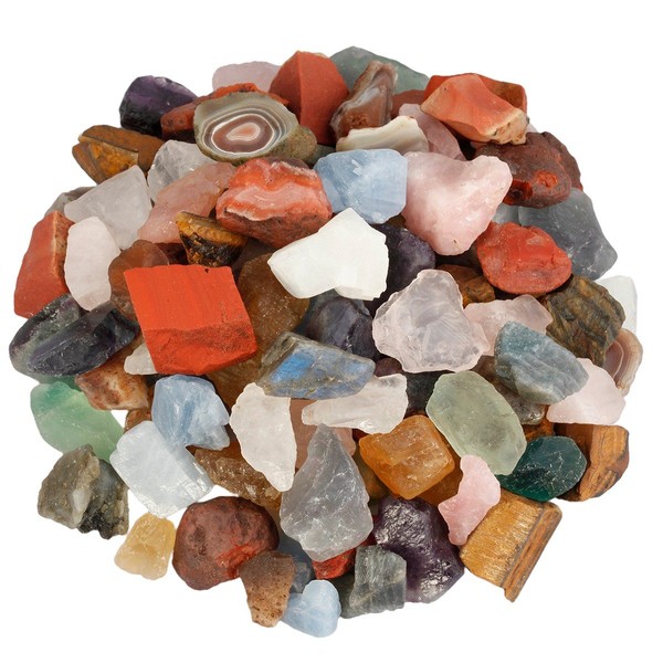 SUNYIK Natural Raw Stones Rough Rock Crystals for Tumbling,Cabbing,Assorted Stone,1pound(About 460 Gram)