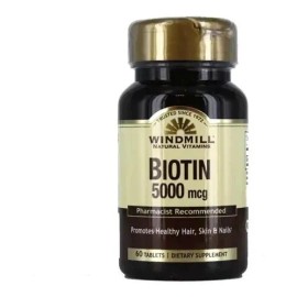 Biotina 5000mcg Windmill Biotin 60 Tabletas Biotina Sabor Sin Sabor                                                                                   