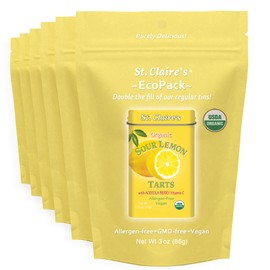 St. Claire’s Organic Sour Lemon Tart Candies – 6-Pack EcoPack, 3 oz Each | Certified Organic, Vegan, Gluten-Free, Allergen-Free, Non-GMO, Low Calorie, Plant-Based | Made in USA