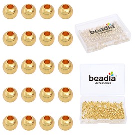 BEADIA 14K Gold Plated Round Spacer Beads 3mm 300pcs for Jewelry Making Findings Non Tarnish