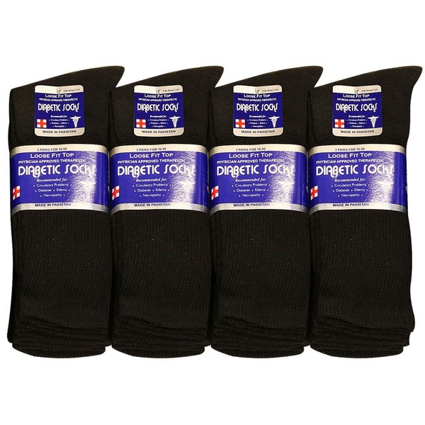 Falari Diabetic Socks Men Unisex Size 13-15 Black 63-9040-12PAIRS