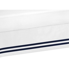 Sweet Jojo Designs Navy and White Queen Bed Skirt for Anchors Away Nautical Boys Bedding Sets