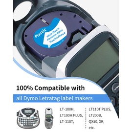 5 Pack Anycolor Compatible with Dymo LetraTag Refills Label Maker Refills 12mm x 4m Colored Plastic Label Tape for Letra Tag 200B Plus LT100H LT100T QX50 Label Maker, 91331 91332 91333 91334 91335