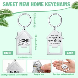 Jingmore 50 Pcs Bulk Estate Agent Gifts for Guests Sweet Home Bottle Opener Beer Beverage Can Keychain Stainless Steel Bottle Opener Keychain Estate Agent Supplies for Housewarming