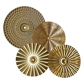 Hoement 8 Pcs Irregular Disc Wall Gold House Vintage Home Decor Disc Wedding Wall Decals Wrought Iron Wall Decoration