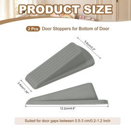 PATIKIL Door Stoppers for Bottom of Door, 2 Pack Sturdy Stackable Rubber Door Stopper Wedge for Tile Concrete Carpet Wood Heavy Duty Door, Gray