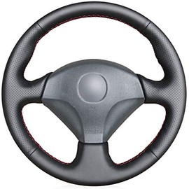 MEWANT Hand Sewing Black Genuine Leather Steering Wheel Cover Wrap for Honda S2000 2000-2008 Civic Si 2002-2004 Acura RSX Type-S 2005