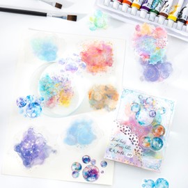 Alideco 120pcs Scrapbook Stickers Vintage Fantasy Bubbles Watercolor Swoosh Scrapbooking Junk Journal Crafts Embelishment Decoration Stickers (huancaipaoying)