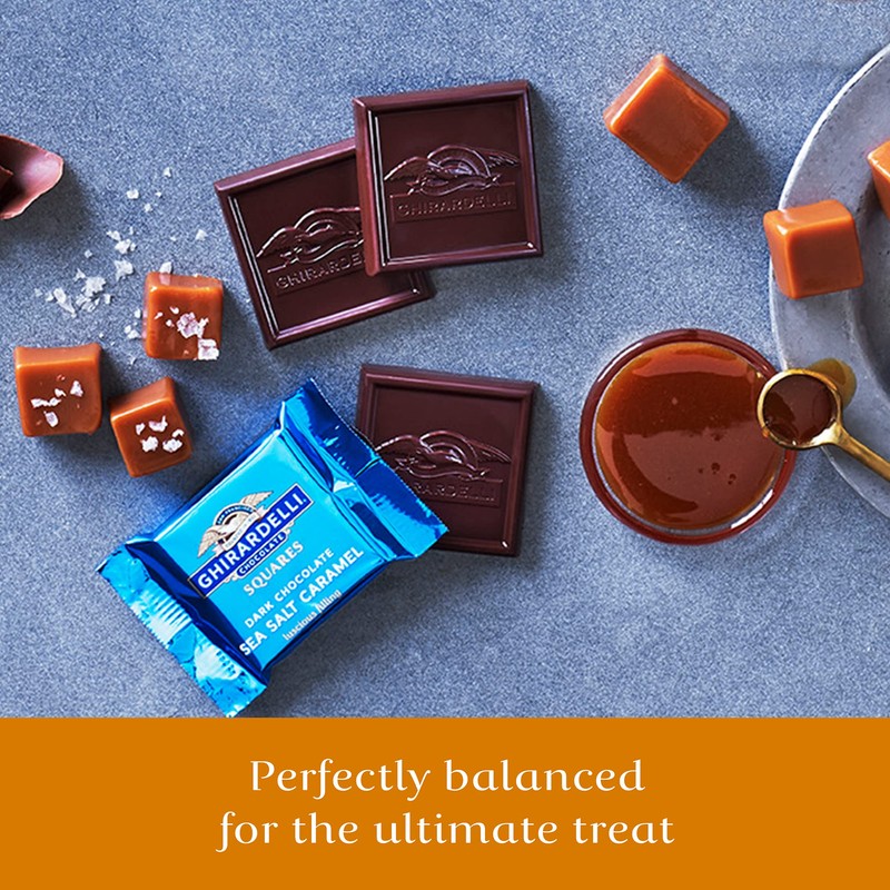 Ghirardelli Dark and Caramel Sea Salt, Chocolate Squares, 5.32 Ounce
