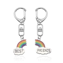 BFF Friendship Gifts for 2 - Best Friend Keychains BFF Gifts for 2 Matching Heart Best Friends Forever Pendant Key Chain Rings Set