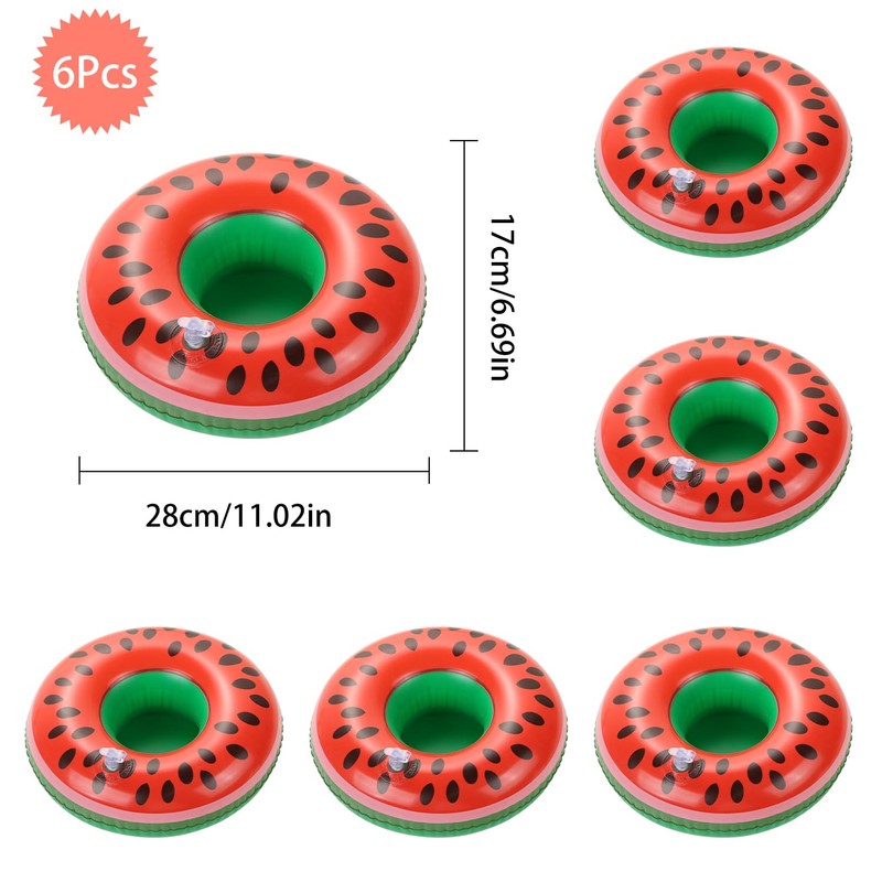 6 Pack Watermelon Inflatable Drink Holder, LIYDE Drink Floaties Fruit
