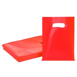 VieFantaisie Red 100 PCS Small Gift Bags, 6"x8" Goodie Party Favor Bags with Handle, Treat Retail Pouches for Kids Birthday, Christmas, Small Business