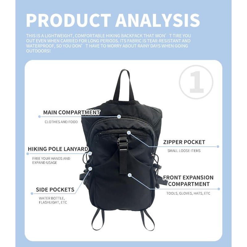 SSZYace Hiking Backpack for Women Men Hiking Essentials Lightweight Backpack