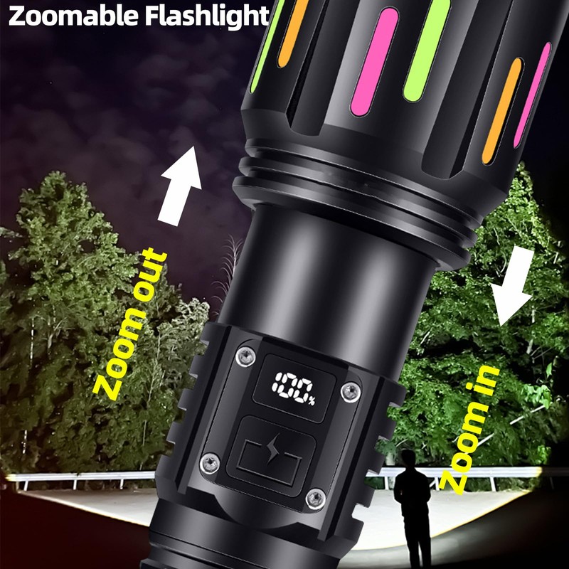 Sulitcamp Super Bright Tactical Flashlight,LED Zoomable High Lumen Flashlights,Dual Light