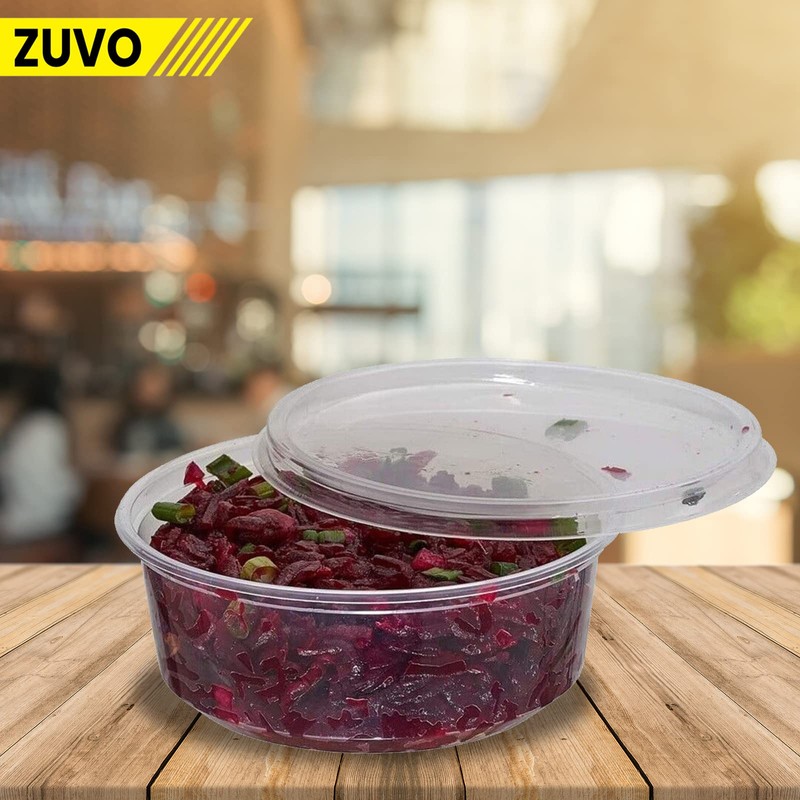 Zuvo Plastic Sauce Containers with Lids - 08 OZ (24