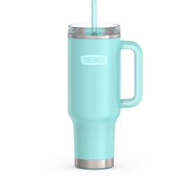 THERMOS Stainless Steel Cup Holder Mug - 40 Ounce, Sea Green - Insulated Tumbler with Lid and Straw, Plus Leak-Resistant Slide Lock