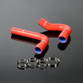G-PLUS Silicone Radiator Coolant Hose Pipe Kit w/Clamps Compatible with Ford Mustang/Falcon/Fairlane V8 1967 1968 1969 1970 (Red 2PCS)