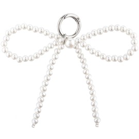 Joez Wonderful Pearl Bow Tassel Keychain, Cute Aesthetic Keychain, Y2k Pearl Bowknot Keyring, Decorative Accessories for Women Purse Bag Car Key