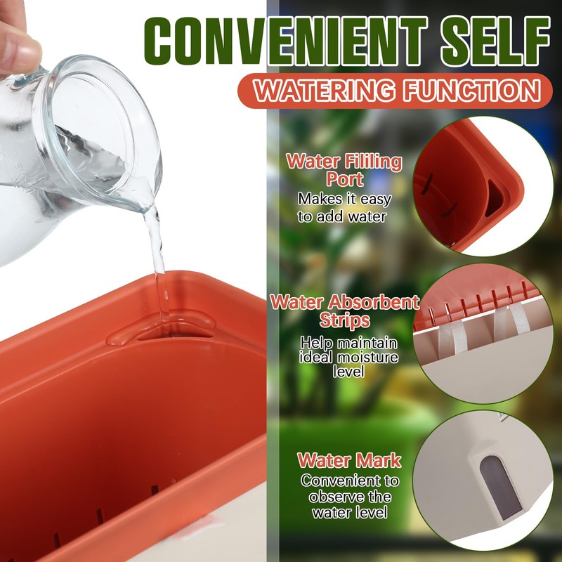 SiliFine 6 Set Window Herb Planter Box Self Watering Plant