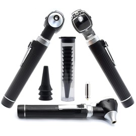AAProTools Mini Otoscope Kit Student Home Use Led Bright Light Ent Otoscope Pocket Size Black Plus 1 Extra Replacement Bulb Plus 10 Specula