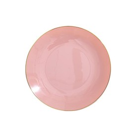 Balsa Circle 10 Dusty Rose Round 8 in Glossy Disposable Salad Dinner Plastic Plates Gold Trim Party Events Reception Home Decorations Supplies