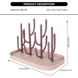 SHxxyljh Baby Essentials,Bottle Drying Rack,Baby Bottle Drying Rack,Drying Rack for Kitchen Counter,Detachable Bottle Dryer Holder with Base.for Nipples,Cups,Pump Parts and Accessories(Pink)