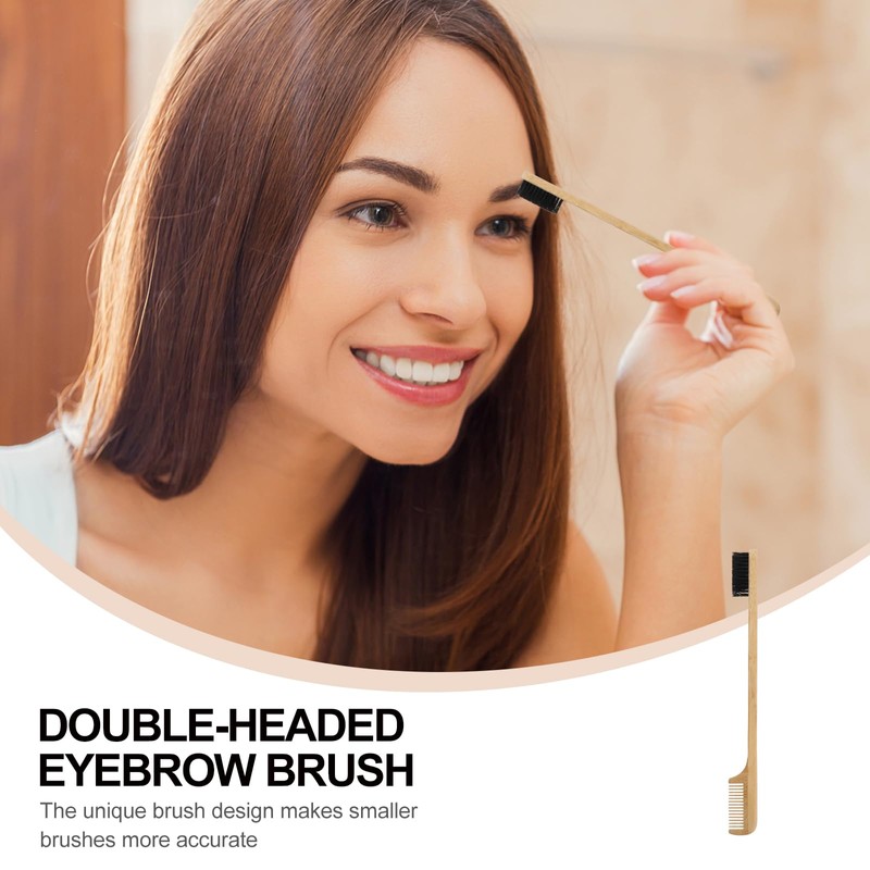 HEALLILY Double-Headed Bamboo Eyebrow Comb and Lash Brush for Women