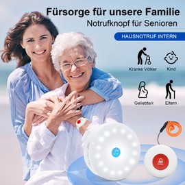 ChunHee Emergency Call Button for Seniors, Emergency Call Bracelet for Seniors, Alarm for Seniors, 45 m Reception Range for Elderly, Disabled, Pregnant Women