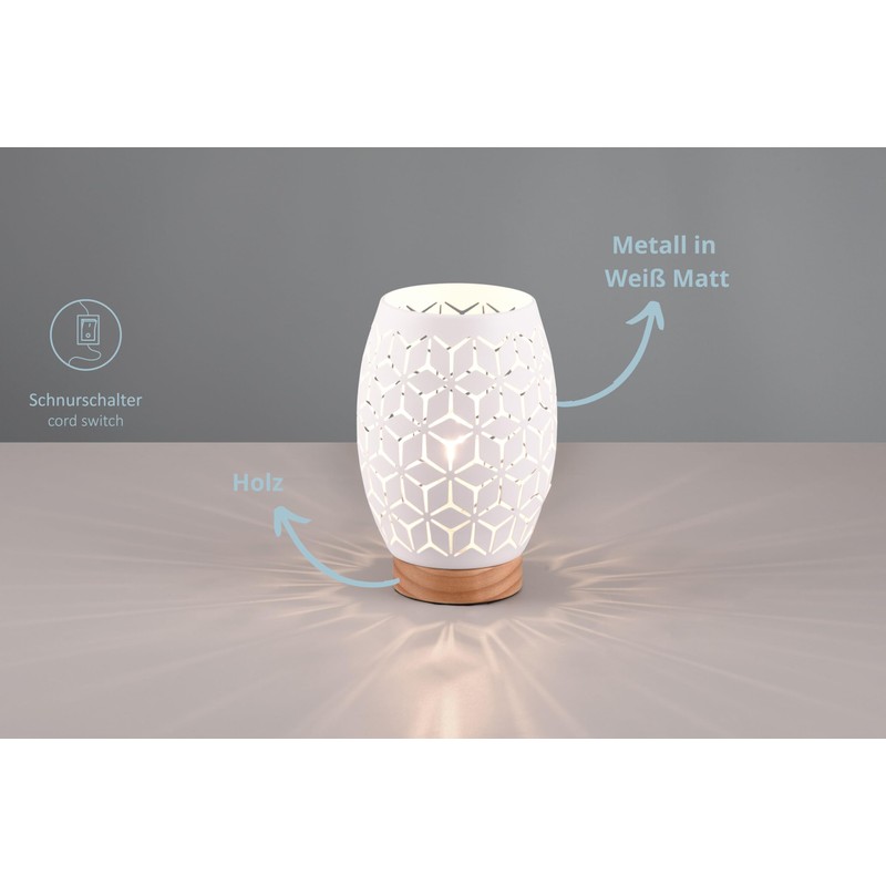 lightling Bill Table Lamp with Wooden Accents with Cord Switch