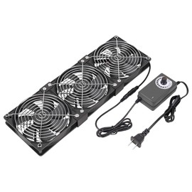 KEYFANCLUB 3X 120mm 12V Computer Fan with DC to AC 110V - 240V Speed Controller, Cooling for Window Cabinet Chassis Machine Server Workstation Refrigerator, Greenhouse