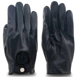 ZLUXURQ Men's Luxury and Soft 100% Sheepskin Leather Driving Gloves with Mesh Touchscreen, Black (touchscreen/sheepskin/full mesh)