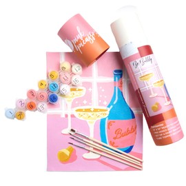 Pink Picasso Kits Mid Century Modern Paint By Number for All Ages | DIY Color by Numbers Craft Kit Acrylic Paint Canvas Beginners Painting Kits as Seen On Shark Tank | (Be Bubbly) 8x10-Paint Kit Set