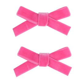 Cute 3.2" Hot Pink Assorted Velvet Bow Hair Clips for Baby Girls, Toddlers, Kids, and Teens - 2 Pack