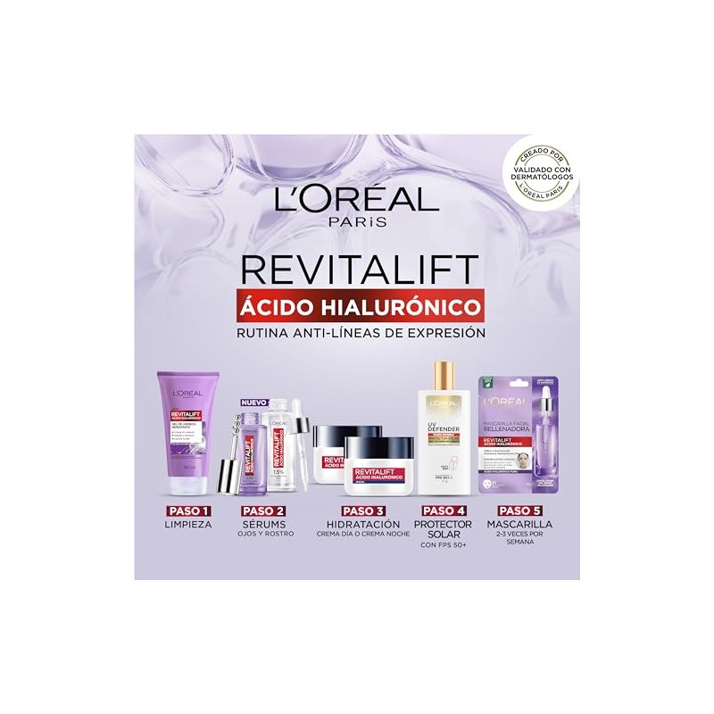LOréal Paris Revitalift Mascarilla Rellenadora Ácido Hialurónico, 1 Pza
