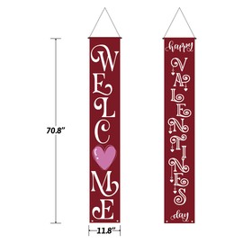 Happy Valentines Day Banner for Valentines Day Decor Red Heart Valentines Day Door Porch Signs Red Valentines Day Decorations for Home