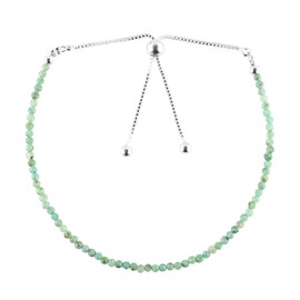 ZEMBIENCE A+ Natural Emerald Gemstone Bolo Bracelet, Micro-Faceted Beads, Energy Stone, Healing Crystals, Silver Plated, Adjustable Slider, May Birthday, Gemstones Jewelry, Gift for Women, 10inches