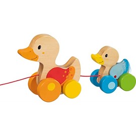 goki 54879 – Duck Family Drawing Animal Made of Robust Solid Wood – Lovely and Colourful Design – Promotes Motor Movement
