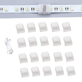 YUTOKEER LED Strip Connectors for 5-Pin 12mm RGBW LED Strips, Universally Suitable for Waterproof and Non-Waterproof Strips, 20-Pack