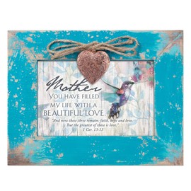 Cottage Garden Mother Filled My Life with Love Teal Distressed Locket Music Box Plays Amazing Grace