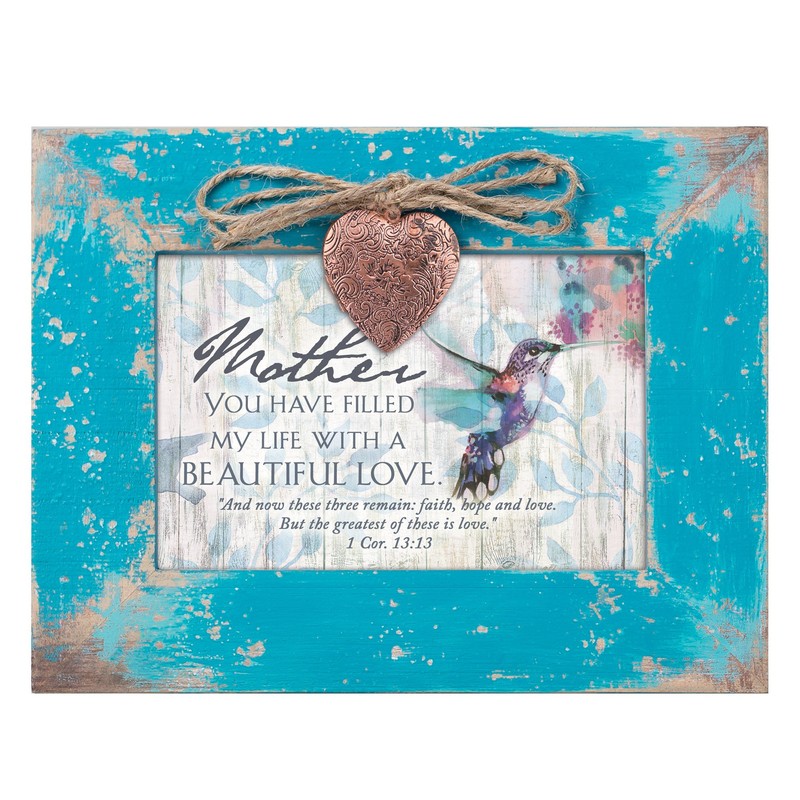 Cottage Garden Mother Filled My Life with Love Teal Distressed