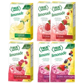 True Lemon & True Lime Variety Pack - (1 x 10ct) Original, (2 x 10ct) Strawberry, (1 x 10ct) Raspberry, and (2 x 10ct) Wildberry with natural taste and no artificial flavors for everyday hydration