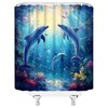 UEAUUN Funny Dolphin Shower Curtain Underwater World Tropical, 70x70 Inch