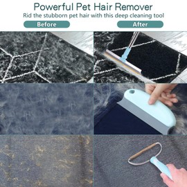 4 Packs Pet Hair Remover Set, Retractable Carpet Scraper Rake, 180°Rotating Dog Shedding Cleaner Tool，Extra-Wide & Metal Edge of Pet Hair Remover for Embedded Fur Removal from Carpet,Stair or Rug