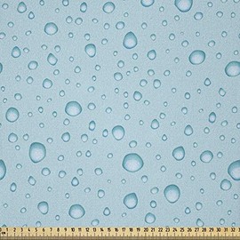 ABAKUHAUS Water Fabric Sold by the Metre, Water Droplets Oceanic Naval, Microfibre Fabric for Decorative Crafts, 1 m (230 x 100 cm), Light Blue