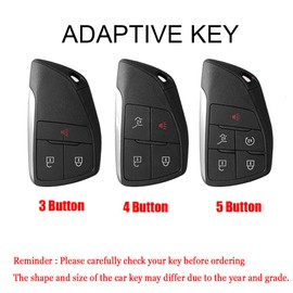 HIBEYO Carbon Fiber Texture Key Fob Cover for Buick Envision GMC Yukon for Chevy Suburban Tahoe Silverado 1500 LT 2021 2022 2023 Accessories with Keychains Protector-Black A