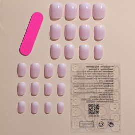 Press on Nails Short Square SWEKKE Fake Nails Purple Gradient Full Cover Glue on Nails False Nails with Designs Glossy Stick on Nails Artificial Acrylic Nails for Women Girls 24 Pcs